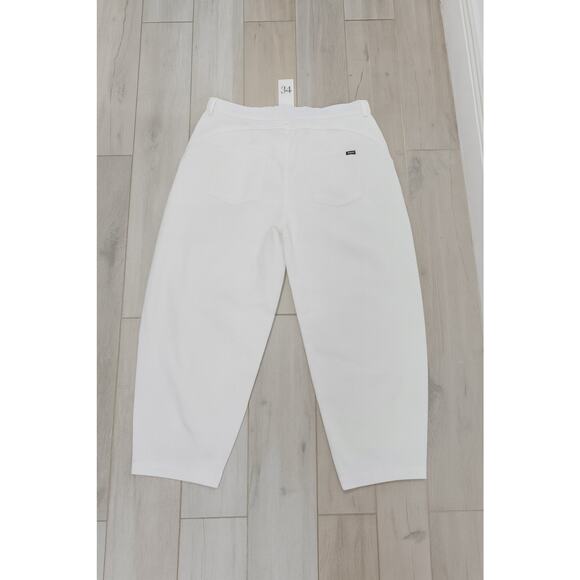 Hue Denim Barrel Leg Skimmer White High Waist Cropped Soft Trousers XL - Picture 10 of 10